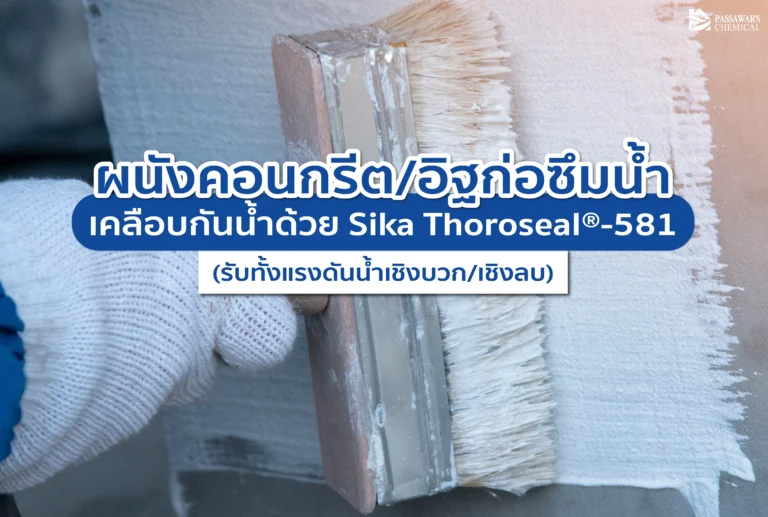 แก้ไขผนังคอนกรีตและอิฐก่อรั่วซึมถาวรด้วย Sika Thoroseal-581 ซีเมนต์กันซึมทนแรงดันน้ำทั้งเชิงบวกและลบ เหมาะสำหรับชั้นใต้ดินและแทงค์น้ำ ปรึกษา PSW Chemical