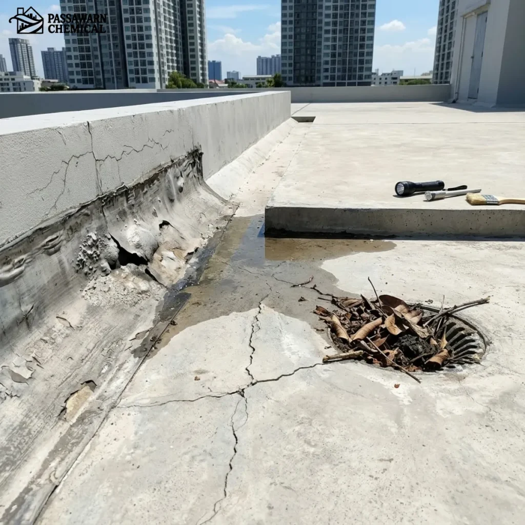 กันซึมดาดฟ้า ต้นตอของปัญหา: น้ำรั่วซึมดาดฟ้า เกิดจากอะไร?