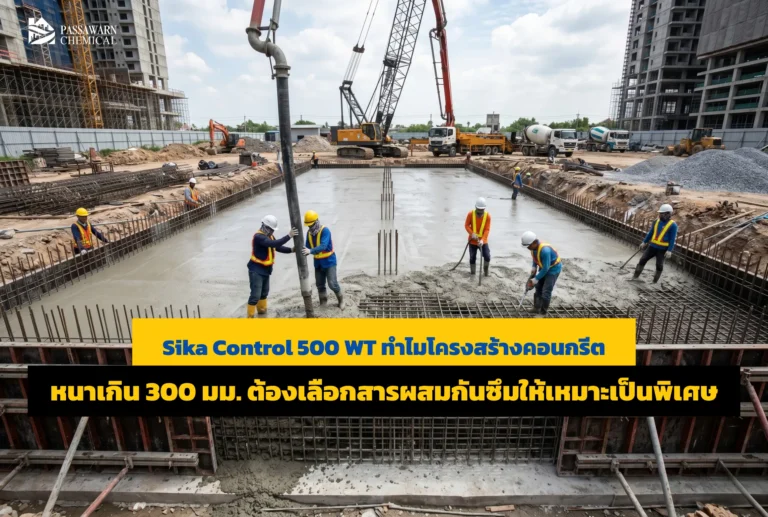 เทคอนกรีตโครงสร้างหนาเกิน 300 มม. ทำไมต้องใช้สารกันซึมพิเศษ? เจาะลึก Sika Control 500 WT นวัตกรรมตกผลึก สมานรอยร้าว ทนแรงดันน้ำ จบปัญหาน้ำรั่วถาวร!