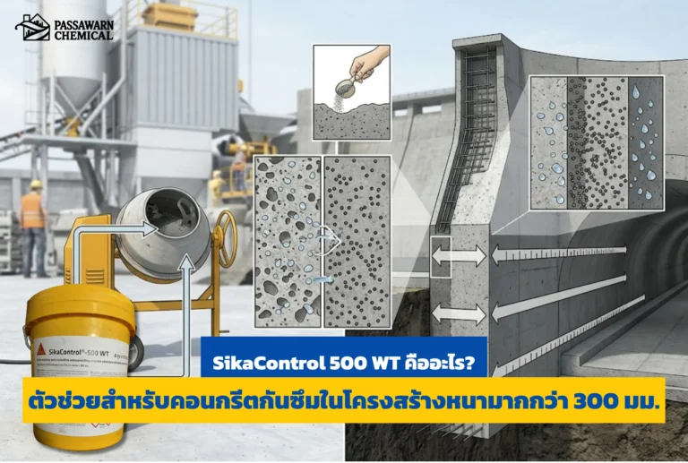 โครงสร้างหนาเกิน 300 มม. กันน้ำรั่วซึมยังไง? เจาะลึก Sika Control 500 WT น้ำยาผสมคอนกรีตกันซึมคริสตัลไลน์ สมานรอยร้าวเองได้ ปกป้องถาวร อ่านเลย!
