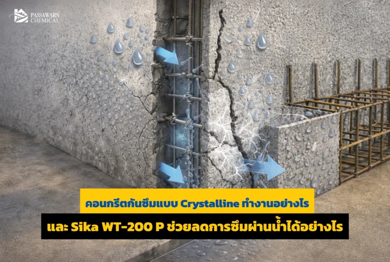 เจาะลึกการทำงานของคอนกรีตกันซึม Crystalline พร้อมไขความลับว่า Sika WT-200 P ช่วยลดการซึมผ่านของน้ำและสมานรอยร้าวได้อย่างไร จบปัญหาน้ำรั่วถาวร อ่านเลย!