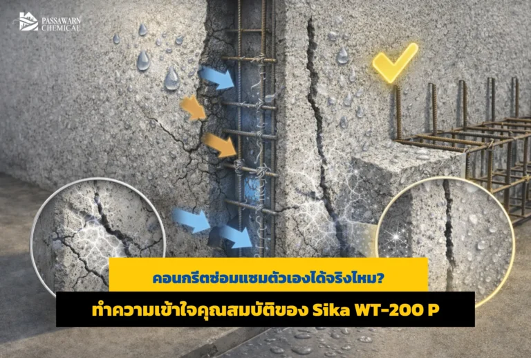 คอนกรีตแตกร้าว สมานแผลเองได้จริงไหม? ค้นหาคำตอบและทำความรู้จักเทคโนโลยีตกผลึกจาก Sika WT-200 P ที่ช่วยกันซึมและซ่อมรอยร้าวในเนื้อปูน คลิกเลย!
