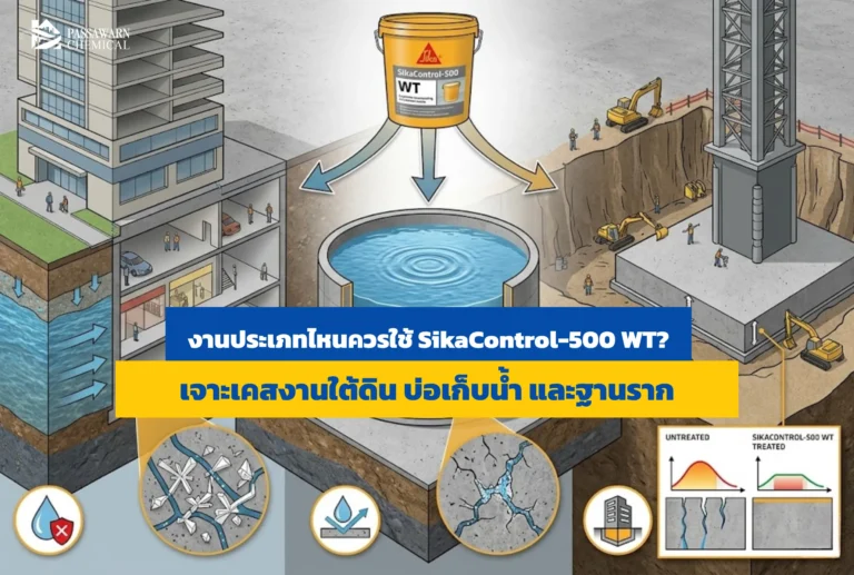 เจาะลึกเคสงานใต้ดิน บ่อเก็บน้ำ และฐานราก ทำไมวิศวกรถึงเลือกใช้ Sika Control-500 WT นวัตกรรมคอนกรีตกันซึมตกผลึก สมานรอยร้าวได้เอง หมดปัญหาน้ำรั่วซึม!