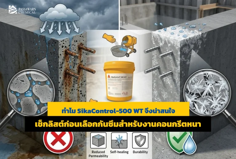 เทคอนกรีตโครงสร้างหนา (Mass Concrete) ระบบกันซึมต้องเป๊ะ! แจกเช็กลิสต์ก่อนเลือกวัสดุ และเจาะลึกทำไม Sika Control-500 WT ถึงเป็นตัวช่วยที่วิศวกรแนะนำ