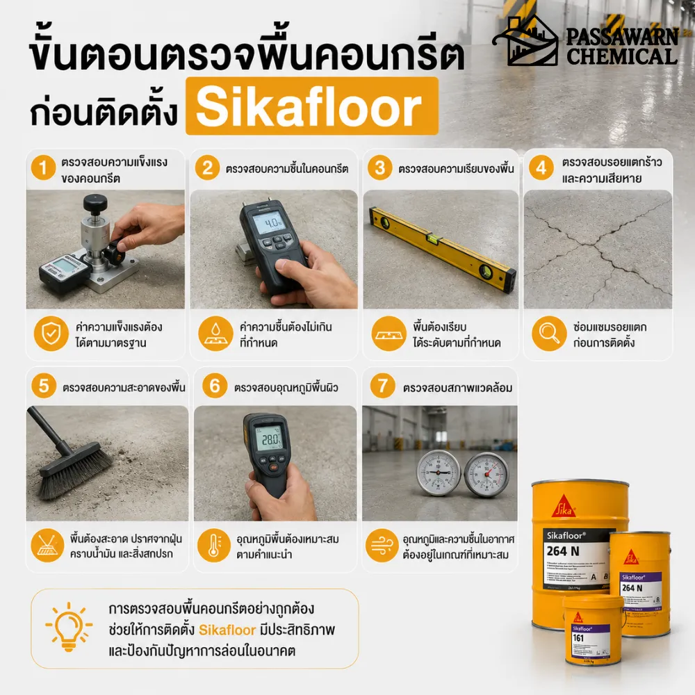 วิธีเตรียมพื้นคอนกรีตก่อนติดตั้ง Sikafloor
