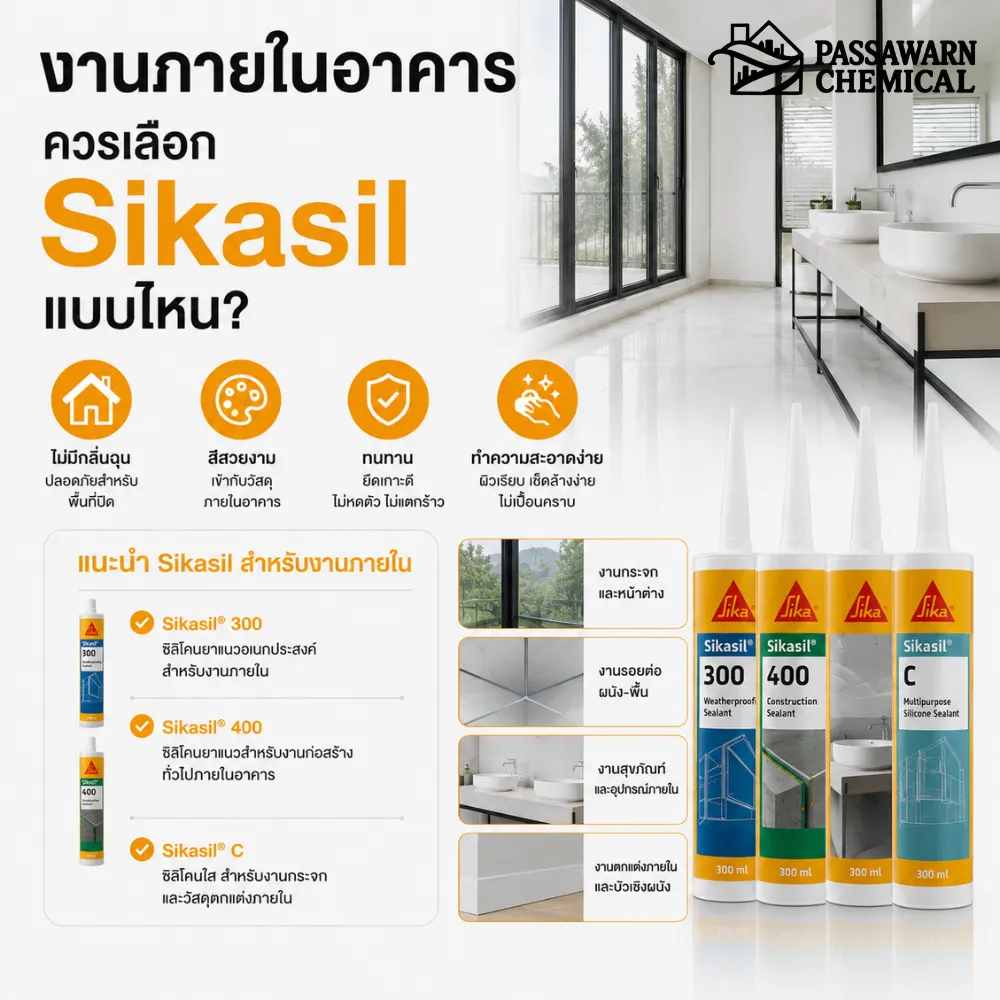 งานภายในอาคารควรเลือก Sikasil แบบไหน?