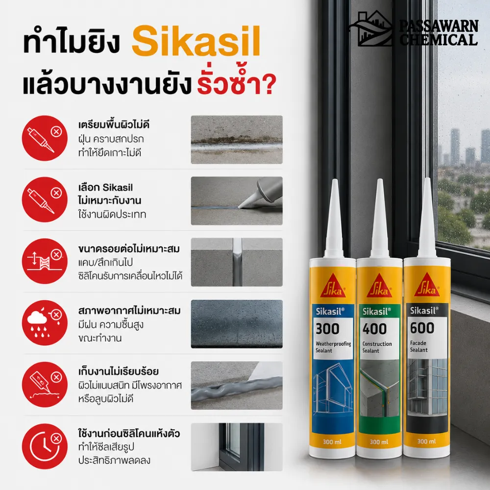 ทำไมยิง Sikasil แล้วบางงานยังรั่วซ้ำ?