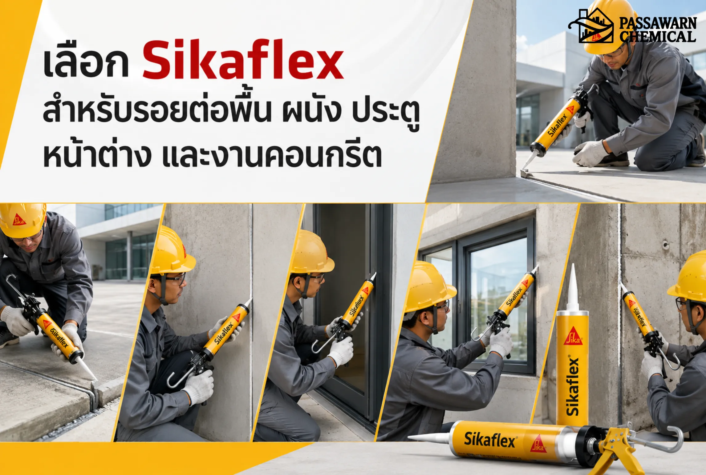 เลือก Sikaflex ให้เหมาะกับรอยต่อพื้น ผนัง ประตู หน้าต่าง และงานคอนกรีต ลดปัญหารั่วซึม แตกร้าว และยาแนวหลุดล่อน