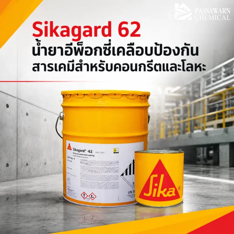 Sikagard 62 น้ำยาอีพ็อกซี่เคลือบป้องกันสารเคมีสำหรับคอนกรีตและโลหะ ทนสารเคมี กันของเหลวซึม เหมาะกับถัง ไซโล และงานอุตสาหกรรม