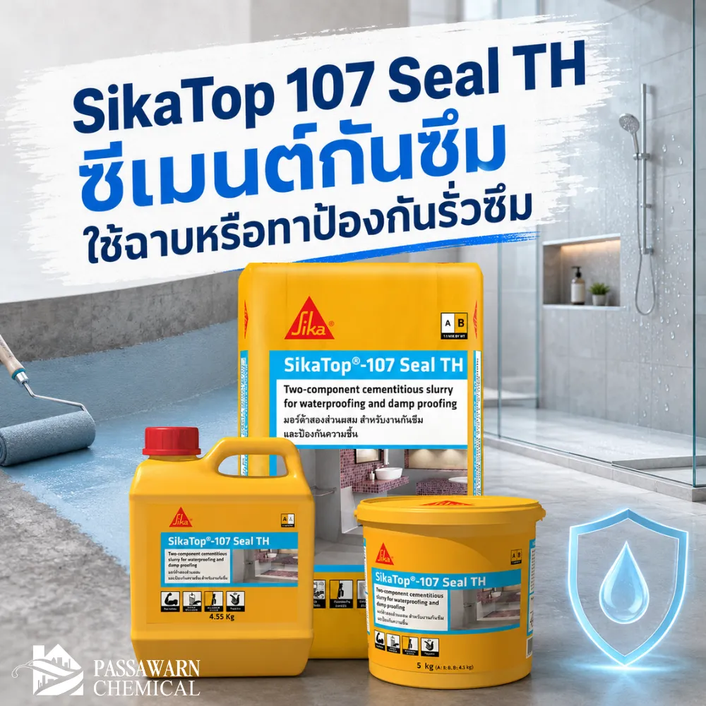 SikaTop 107 Seal TH ซีเมนต์กันซึม 2 ส่วนผสม ใช้ฉาบหรือทาป้องกันรั่วซึม เหมาะกับห้องน้ำ ระเบียง ถังน้ำ สระว่ายน้ำ และผนังคอนกรีต