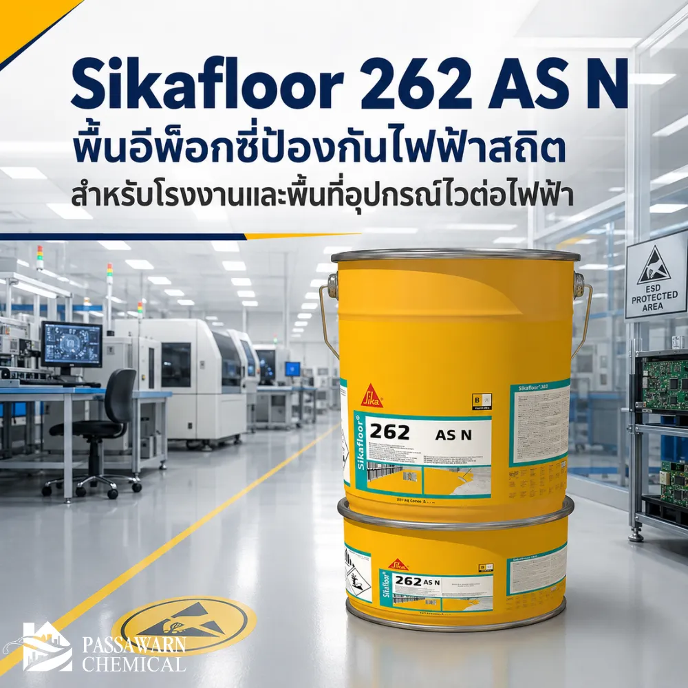 Sikafloor 262 AS N พื้นอีพ็อกซี่ป้องกันไฟฟ้าสถิตสำหรับโรงงานและพื้นที่อุปกรณ์ไวต่อไฟฟ้า