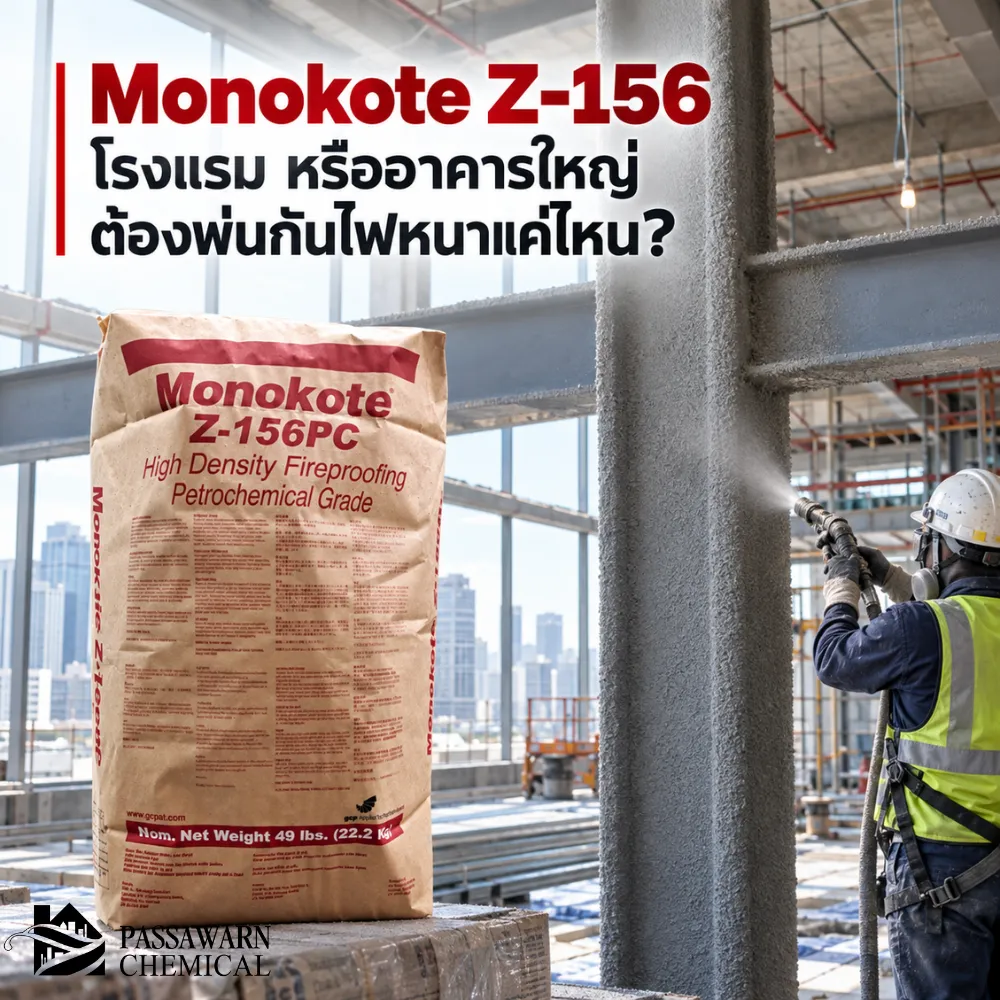Monokote Z-156 พ่นกันไฟหนาเท่าไร? ความหนาต้องดู Fire Rating ขนาดเสา คาน และ UL Design ไม่ใช่กำหนดความหนาเดียวทั้งอาคาร