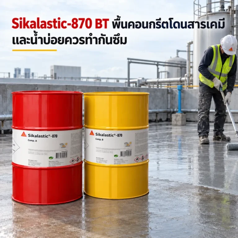 Sikalastic 870 BT เมมเบรนกันซึม Pure Polyurea แห้งเร็ว ทนสารเคมี เหมาะกับพื้นคอนกรีตที่โดนน้ำ กรด ด่าง และของเหลวบ่อย