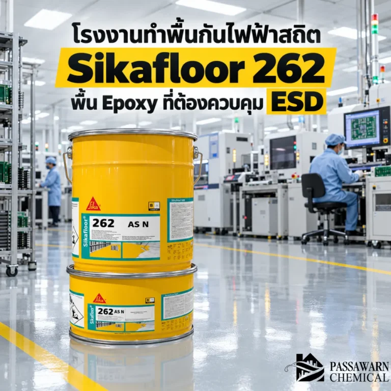โรงงานต้องควบคุมไฟฟ้าสถิต เลือก Sikafloor 262 AS N พื้น Epoxy Conductive สำหรับพื้นที่ ESD ช่วยนำประจุผ่านชั้น Conductive ลงสู่ Grounding
