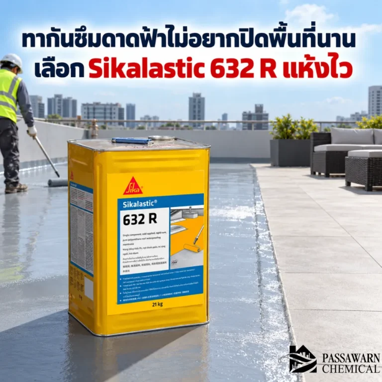 ทากันซึมดาดฟ้าไม่อยากปิดพื้นที่นาน Sikalastic 632 R เมมเบรน PU แห้งเร็ว เริ่มทนฝนได้ไวและช่วยลดเวลารอในงานซ่อมหลังคา