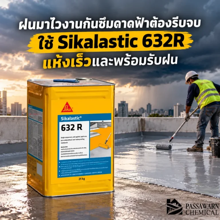 ฝนมาไวงานกันซึมต้องแข่งกับเวลา Sikalastic 632 R เมมเบรน PU แห้งเร็ว ทนฝนได้ประมาณ 1 ชั่วโมงในเงื่อนไขที่กำหนด เหมาะกับดาดฟ้า